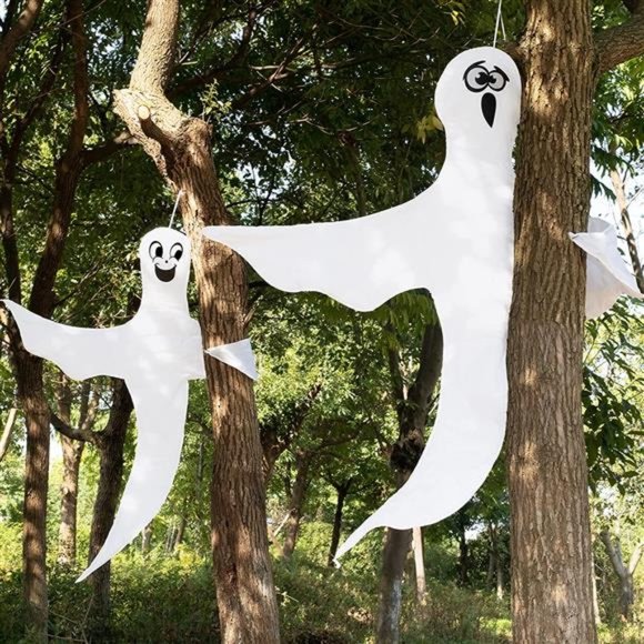 2 Pack 46" Halloween Tree Wrap Ghost Decoration, Halloween Cute Ghost Design - Picture 1 of 5